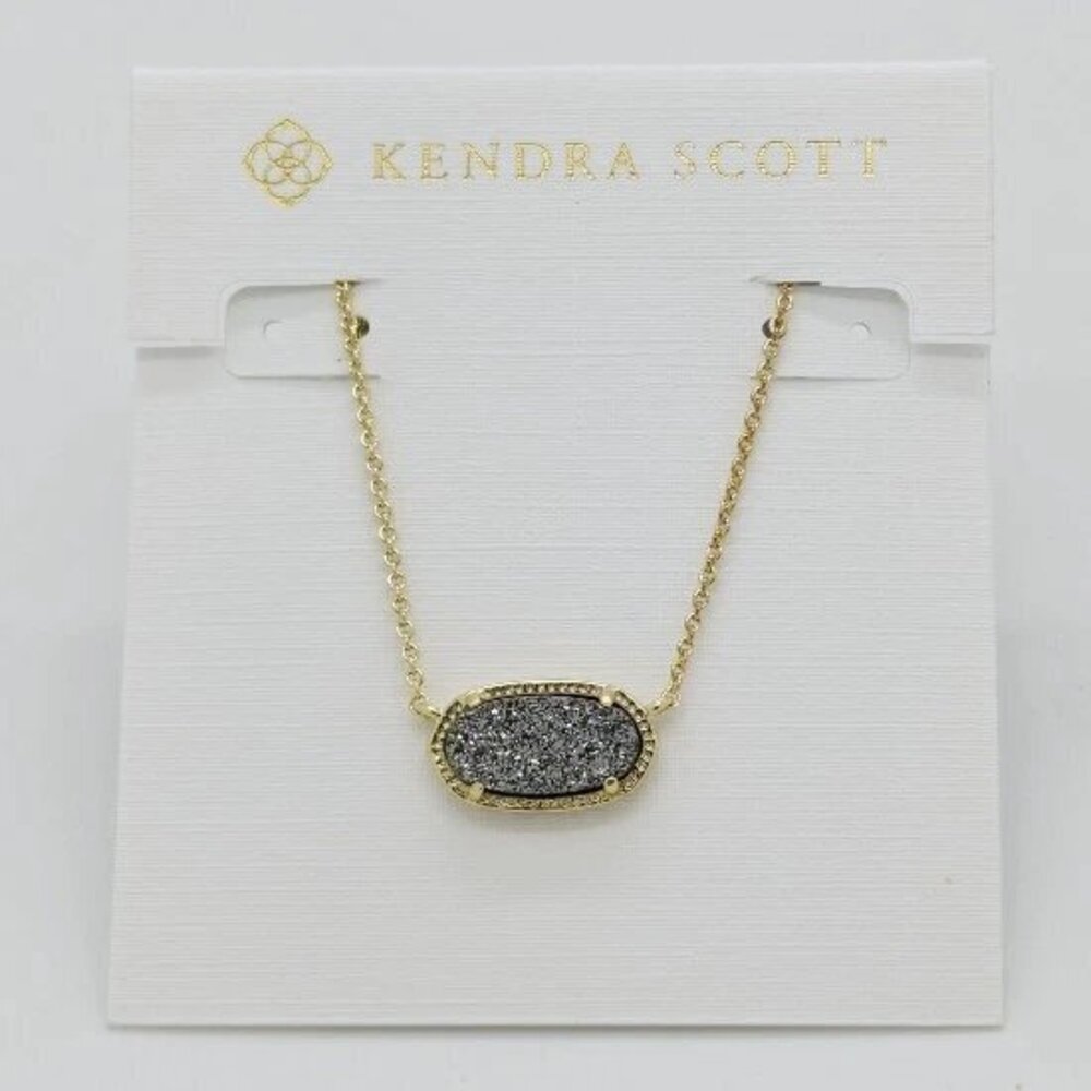 Kendra Scott Elisa Pendant Gold Necklace In Platinum Drusy